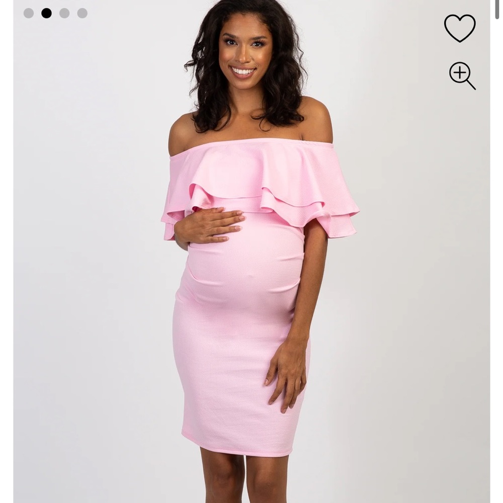 Pinkblush Pink Off Shoulder Fitted Maternity Dress